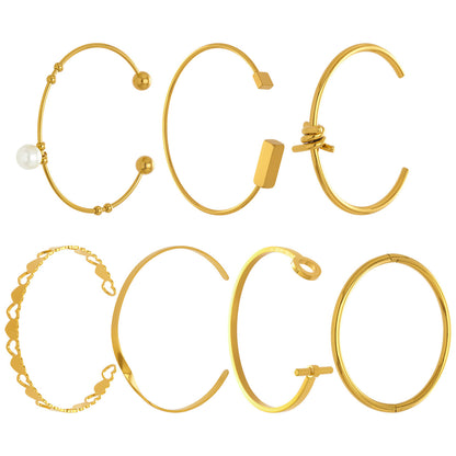 B廠【Z014】不鏽鋼心連心手鐲女簡約ins風鏤空設計幾何手環組合配件鍍18k真金
 26.01-1