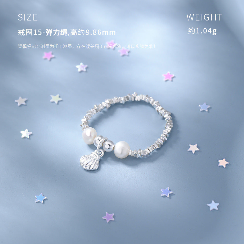 D廠【YC5279SL】足銀S999貝殼海星碎銀手鍊戒指夢幻簡約珍珠女甜美時尚手飾
 26.03-2