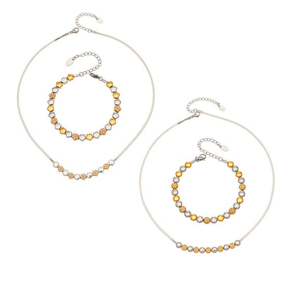 B廠【TXP102】歐美ins時尚小眾設計微鑲鋯石五角星拼色項鍊手鍊套裝不銹鋼飾品
 26.03-2