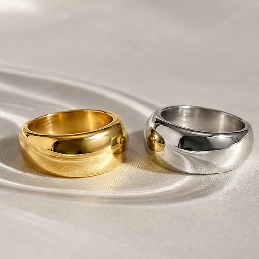 B廠【A340】歐美跨國輕奢幾何弧形光面戒指不鏽鋼鍍18k真金簡約個性設計戒指
 26.01-1