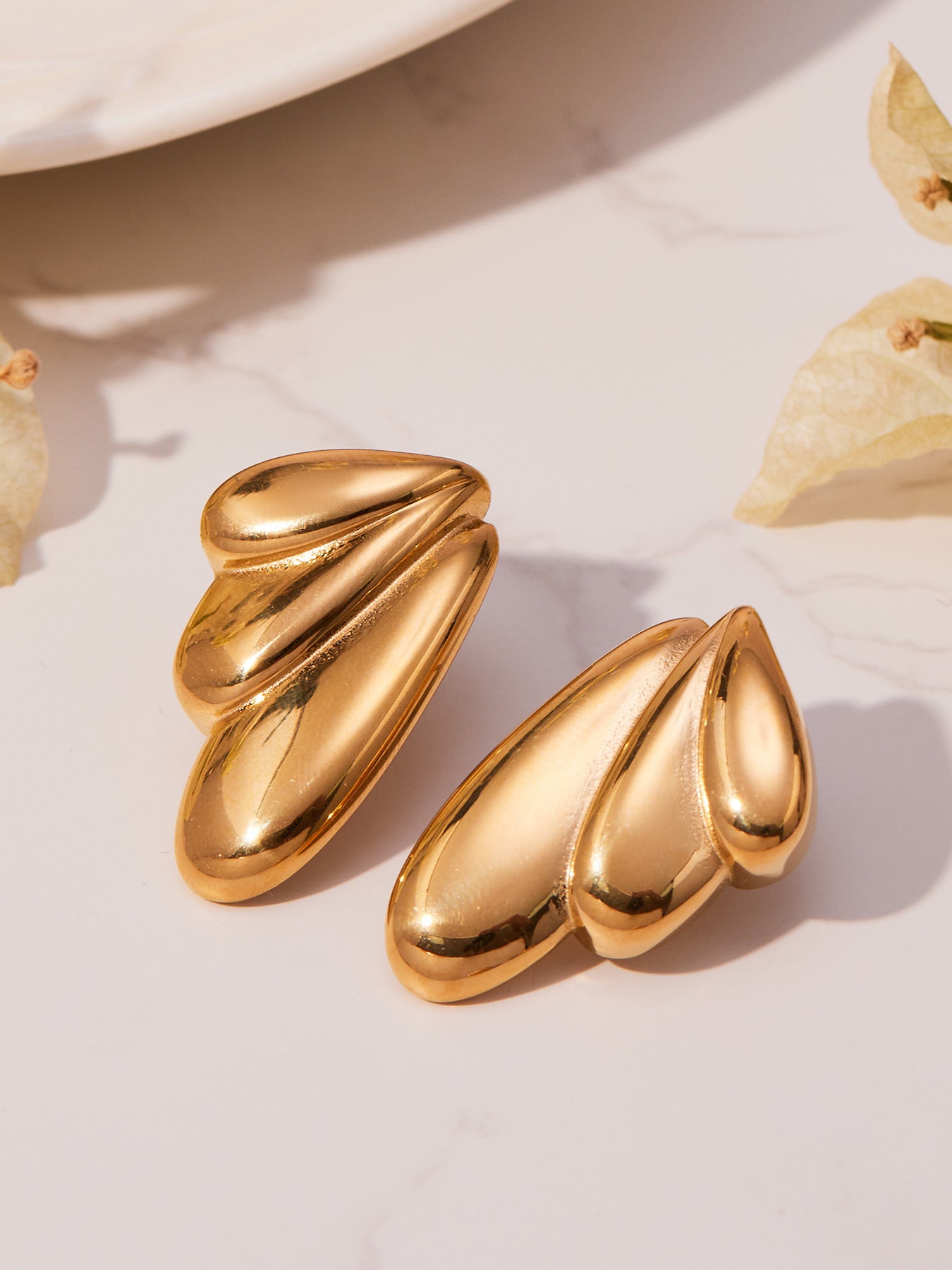 B廠【F849】不鏽鋼幾何扇形耳環冷淡風耳飾跨境網紅新款飾品鍍18k真金
 25.11-2