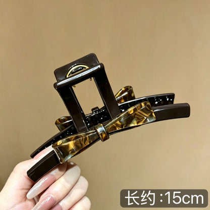 C廠【X446】藍棕醋酸蝴蝶結抓夾女2026新款高級感鯊魚夾大號髮量大盤髮夾髮飾
 26.06-2