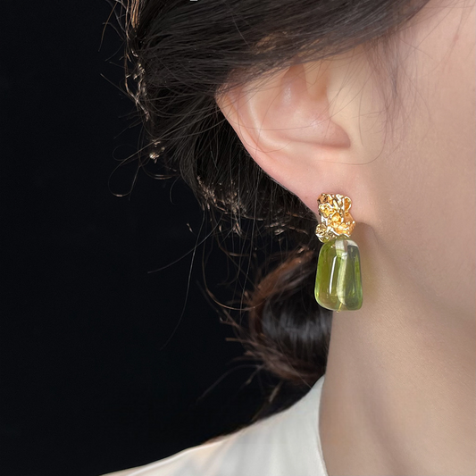 A廠【5160】綠野仙蹤~森系超仙暈染色幾何氣質手工設計感耳飾女耳環
 26.04-3