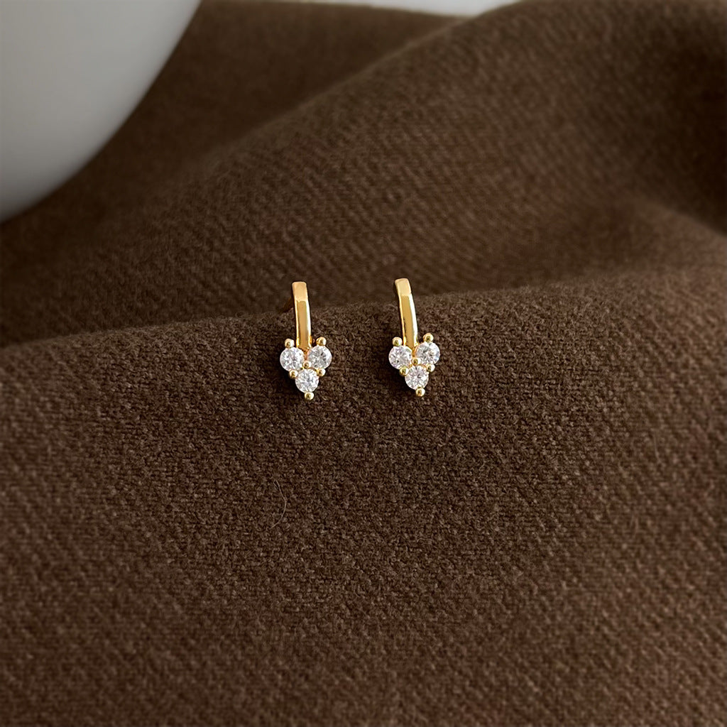 A廠【7183】迷你版小巧簡約微鑲鋯石925銀針耳環時尚通勤百搭學生耳飾女
 25.12-2