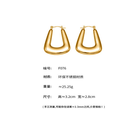 B廠【F076】不鏽鋼幾何U型耳環鍍18k真金歐美網紅新款時尚百搭珠寶首飾
 25.11-1