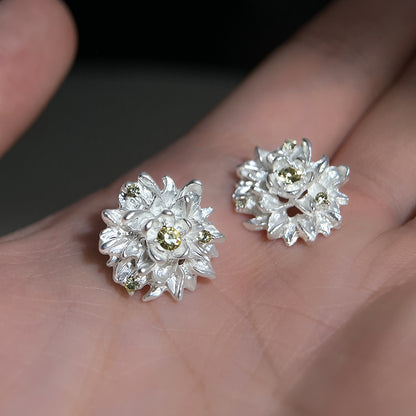 A廠【8323】曇花新中式亞銀色耳飾耳環飾品
 26.10-4