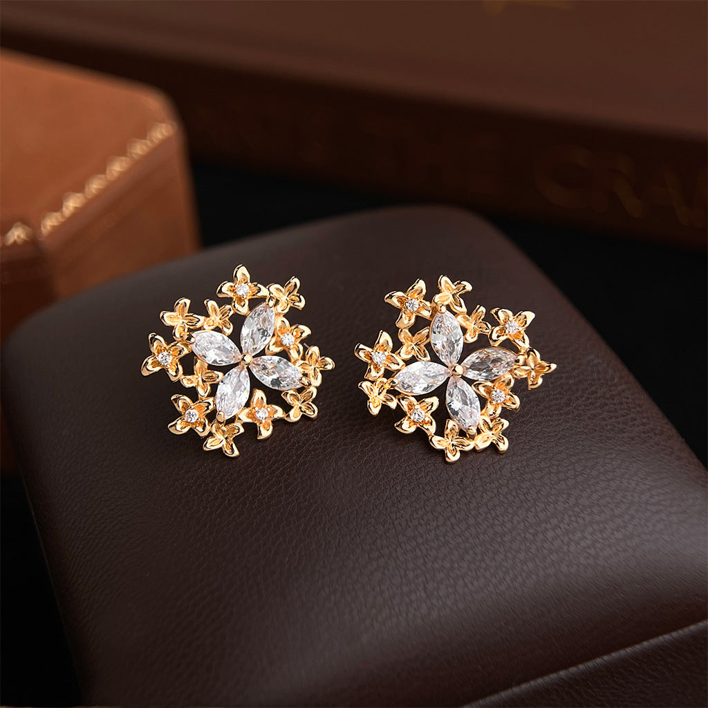 A廠【7284】原創設計鑲嵌鋯石蝴蝶春夏款s925銀針耳飾時尚高級感輕奢風耳環女
 26.01-4