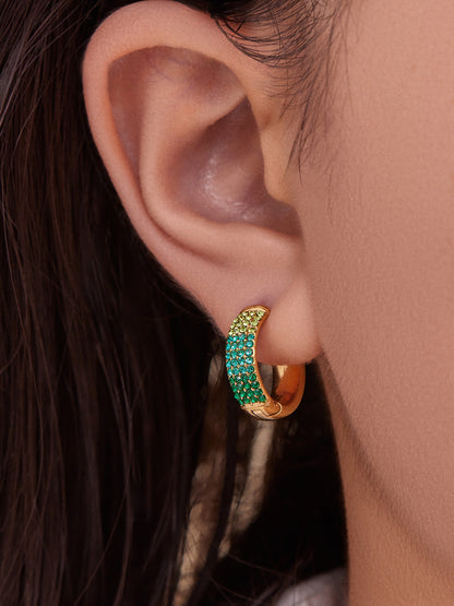 B廠【F931】彩色鋯石拼色圓圈耳環大中小尺寸耳扣不銹鋼鍍18k真金飾品
 25.11-2