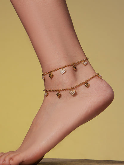 B廠【TXP504】不鏽鋼愛心鋯石項鍊手鍊耳環 鍍18k金chic風歐美時尚百搭珠寶首飾
 25.12-2