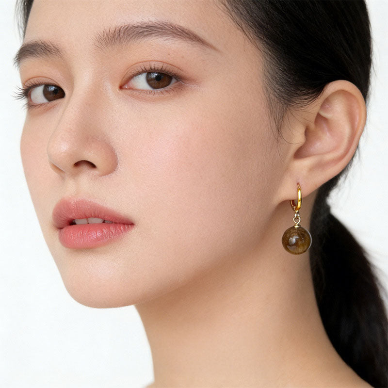 A廠【7303】美拉德虎眼石圈圈耳環女輕奢高級感耳圈耳環2026新款復古飾品
 26.01-1