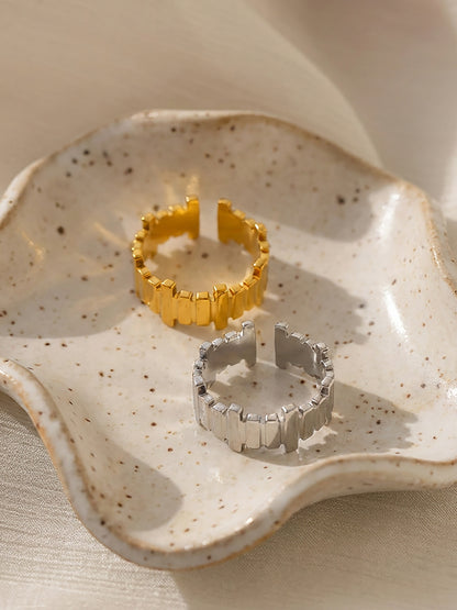 B廠【A314】歐美ins小眾設計不規則長條幾何開口戒指不鏽鋼鍍18k真金個性戒指
 26.01-1