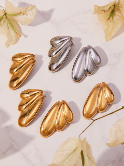 B廠【F849】不鏽鋼幾何扇形耳環冷淡風耳飾跨境網紅新款飾品鍍18k真金
 25.11-2