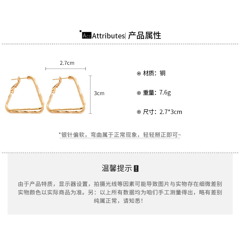 A廠【WE4265】18k真金電鍍幾何方形吊墜耳圈歐美金屬耳環耳環小眾設計感耳飾女
 25.09-2