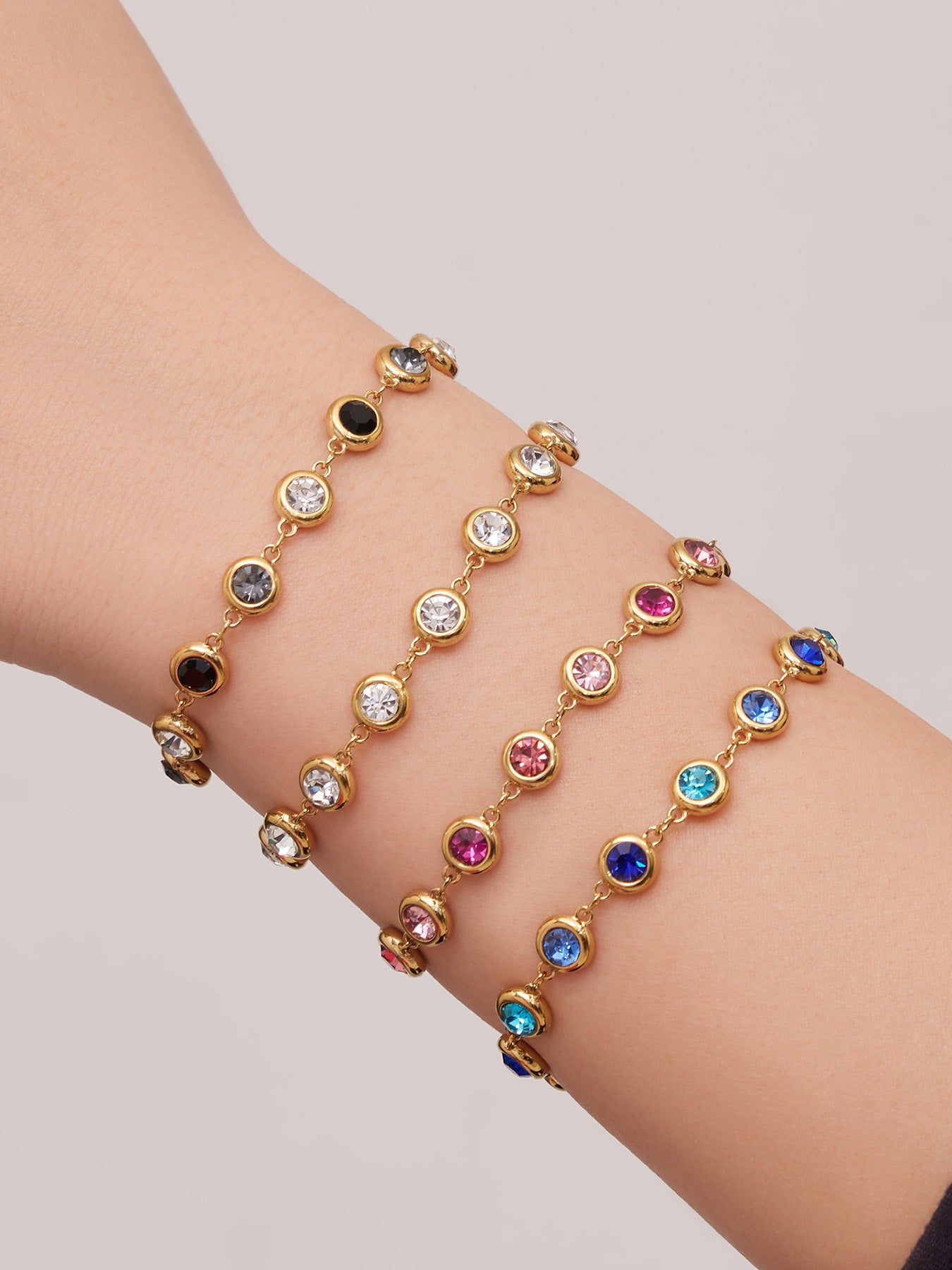 B廠【TXP552】chic奢華5A圓鋯拼接不鏽鋼手鍊項鍊精緻時尚氣質彩鑽流蘇耳環套裝
 26.03-2