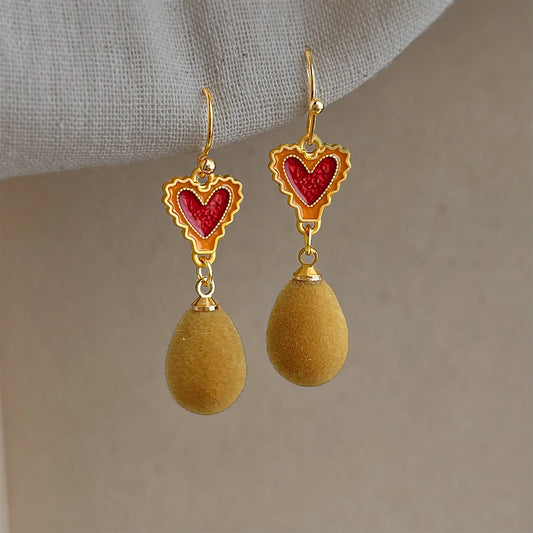 A廠【7319】文藝復古美拉德風新款手工愛心水滴耳環女飾品耳環
 26.01-2