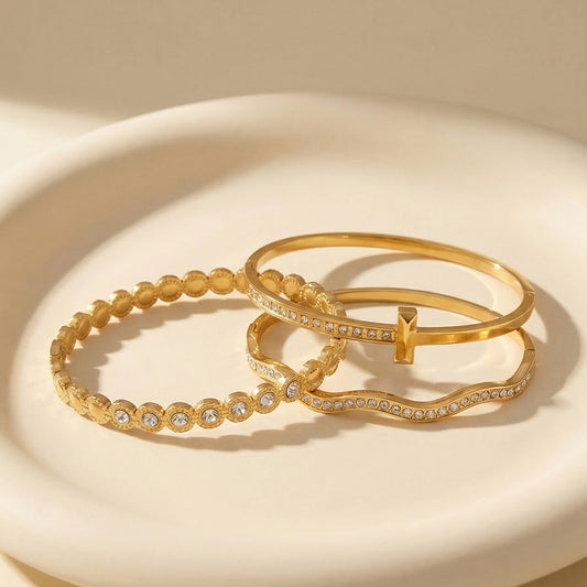 B廠【Z063】歐美INS風鑲5A鋯石滿鑽環形不鏽鋼手鐲組合簡約時尚氣質手飾
 26.04-1