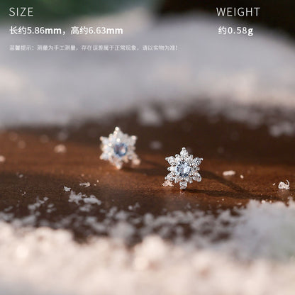 D廠【YC5733E】足銀S999雪花鋯石耳環韓風新款創意甜美風溫柔聖誕養耳洞耳飾
 25.12-3