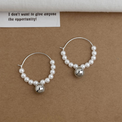 A廠【7755】極簡主義手工設計感圓形幾何圓耳環珍珠耳飾飾品
 26.06-3