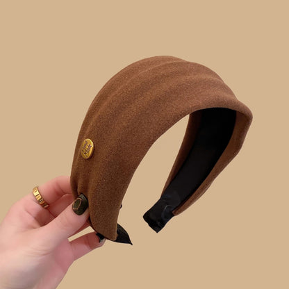 C廠【Y1028】韓國ins風小金標百搭絨面寬邊壓髮箍日常外戴洗臉頭箍高顱頂頭飾
 26.01-1