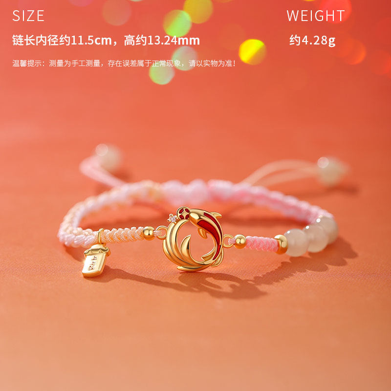 E廠【YC3241N】原創S999足銀年年有魚雙錦鯉耳環新年和田玉手鍊鎖骨鏈
 25.10-4