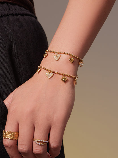 B廠【TXP504】不鏽鋼愛心鋯石項鍊手鍊耳環 鍍18k金chic風歐美時尚百搭珠寶首飾
 25.12-2