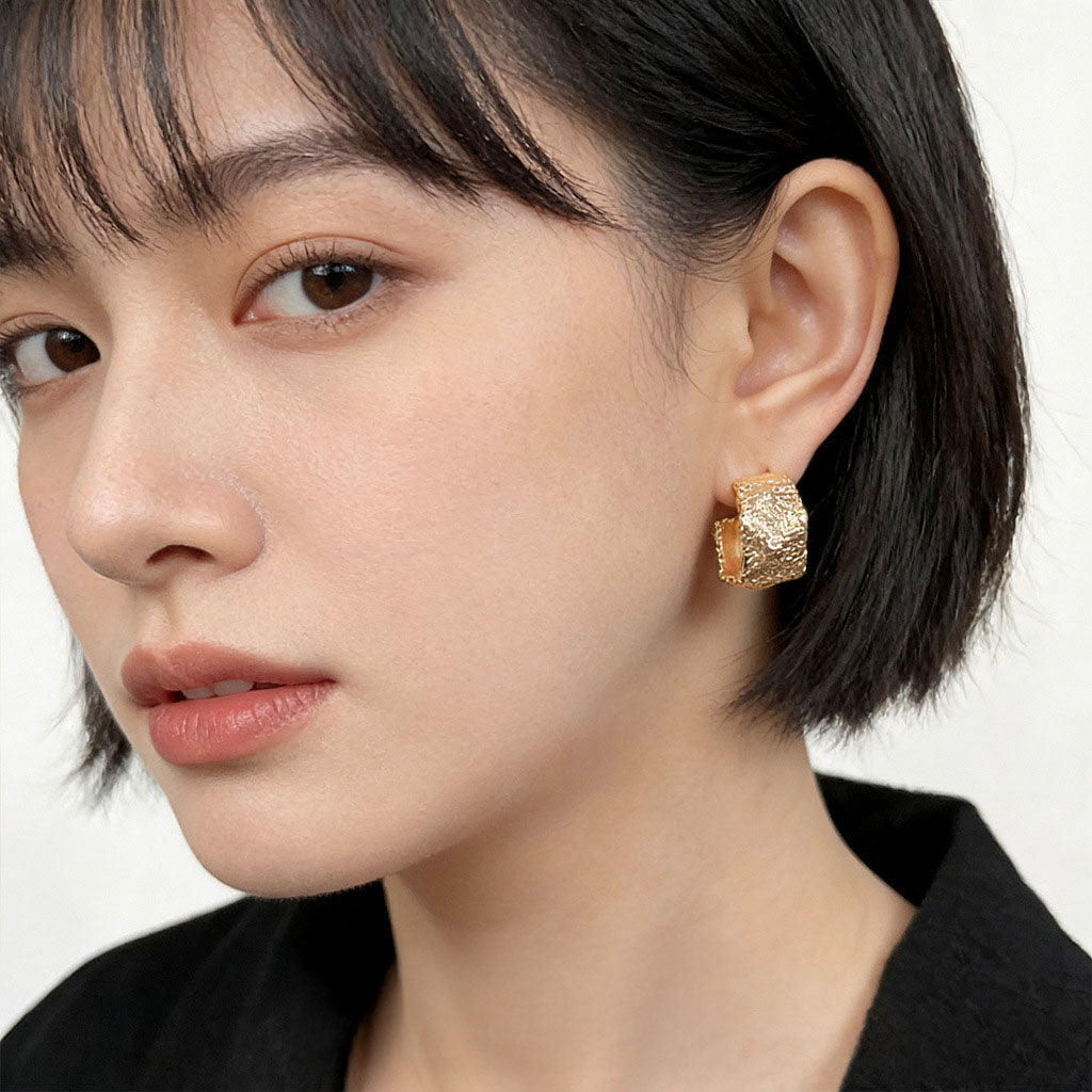 A廠【7235】時尚高級感中古重工質感925銀針幾何新款飾品耳環女
 25.12-3