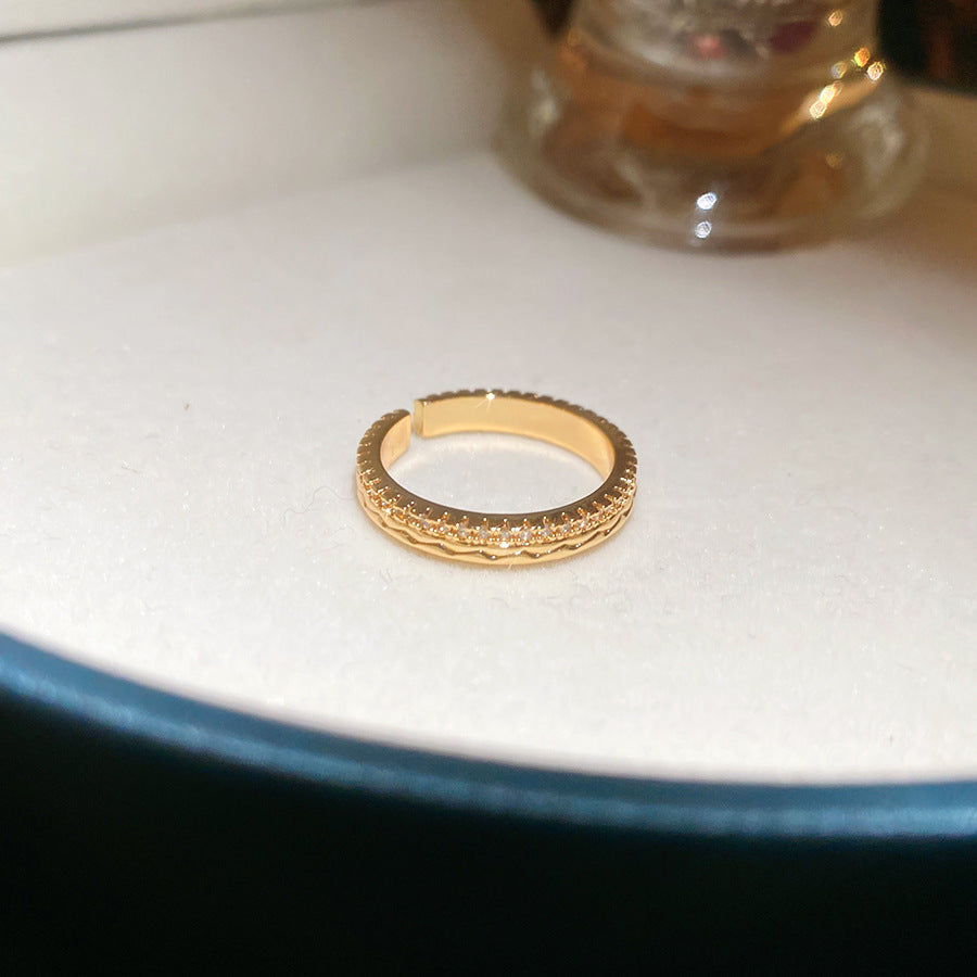 A廠【HR2797】18k真金電鍍鋯石開口戒指小眾高級感氣質食指戒精緻輕奢百搭手飾
 25.11-1