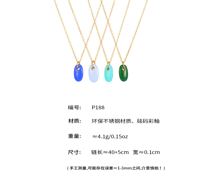 B廠【P188】不鏽鋼油畫多色滴油吊墜鎖骨項鍊可疊戴雙層項鍊不鏽鋼保色 25.07-1