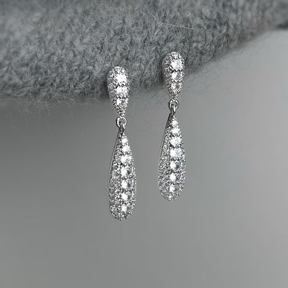 A廠【7424】微鑲鋯石時尚高級感長款水滴幾何名媛風新款耳環耳環飾品
 26.03-2