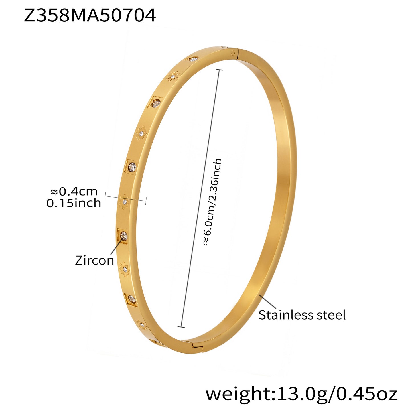 B廠【Z122】ins小眾設計感不鏽鋼幾何素圈鑲鋯石手鐲跨國時尚手環組合 25.07-2