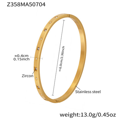 B廠【Z122】ins小眾設計感不鏽鋼幾何素圈鑲鋯石手鐲跨國時尚手環組合 25.07-2