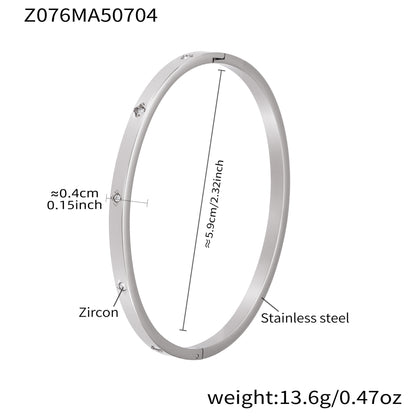 B廠【Z122】ins小眾設計感不鏽鋼幾何素圈鑲鋯石手鐲跨國時尚手環組合 25.07-2