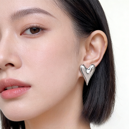 A廠【7395】光面時尚高級感愛心耳飾個性潮歐美誇張保色電鍍新款耳環飾品
 26.02-1