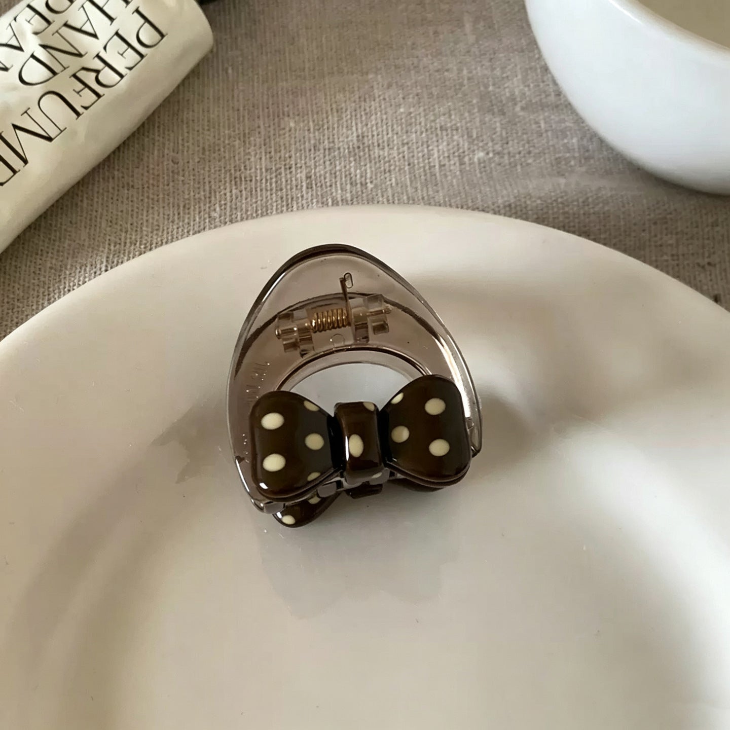 C廠【X827】醋酸波點蝴蝶結抓夾可愛小號貓耳朵髮抓半紮盤髮夾韓系氛圍感髮飾
 26.09-1「C廠-單筆結帳需滿，NT$500出貨(不含運費)」