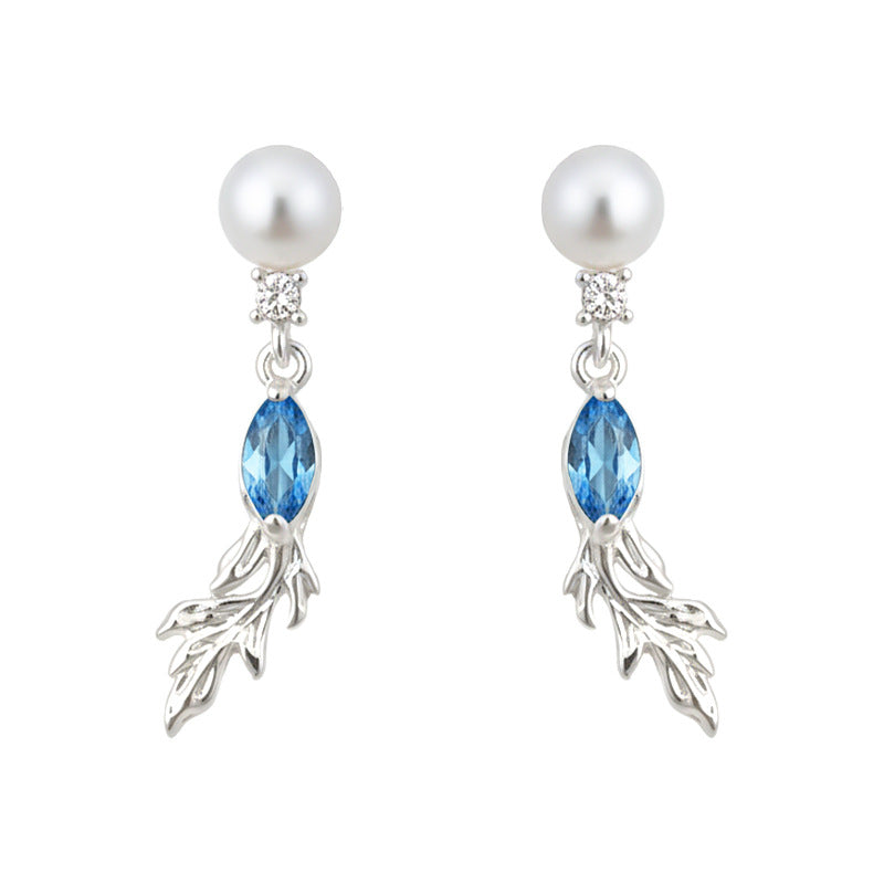 A廠【7374】原創設計時尚高級感海藍寶鋯石金魚耳環簡約風氣質優雅耳環女
 26.01-4