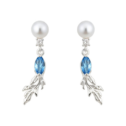 A廠【7374】原創設計時尚高級感海藍寶鋯石金魚耳環簡約風氣質優雅耳環女
 26.01-4