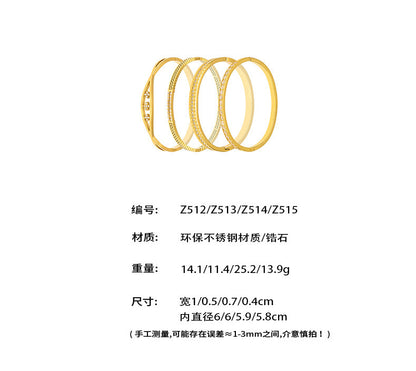B廠【Z512】不鏽鋼單排鑽鋯石卡扣手鐲組合歐美時尚潮酷手飾鍍18k金不掉色
 25.12-2