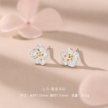 D廠【YC6717E】足銀S999十二月花神簡約精緻小清新小眾溫柔古風甜美獨特耳飾
 26.09-3