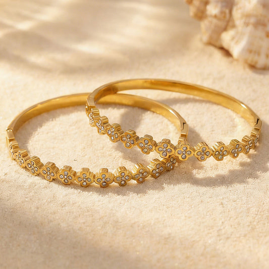 B廠【Z044】歐美高質感鑲5A鋯石細圈卡扣手環組合鍍18k金滿鑽輕奢高質感手環
 26.04-1