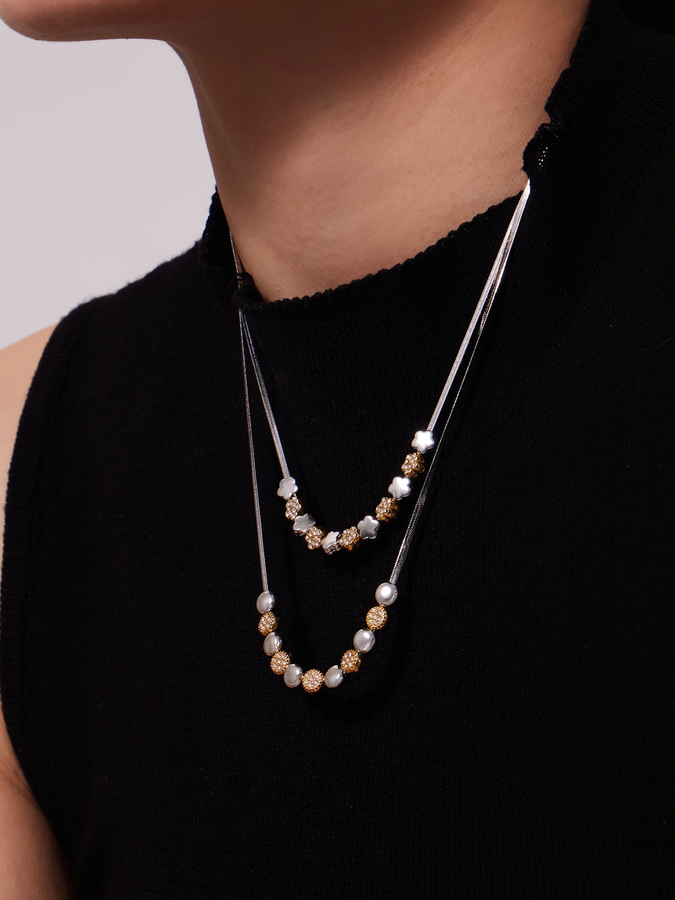 B廠【TXP102】歐美ins時尚小眾設計微鑲鋯石五角星拼色項鍊手鍊套裝不銹鋼飾品
 26.03-2