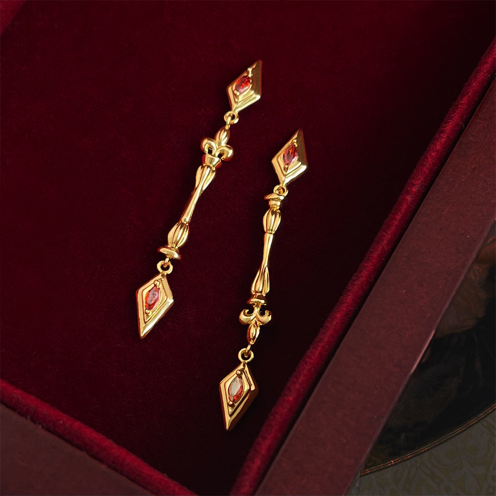 A廠【7385】原創鳶尾花時尚高級感長款流蘇微鑲鋯石氣質輕奢風新款耳環女
 26.01-4