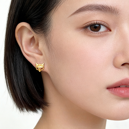 A廠【7317】鎏金靈狐噴砂質感銀針時尚高級感通勤個性創意新款耳環小眾耳環女
 26.01-2