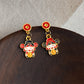 A廠【7231】新年手工彩繪琺瑯滴釉不對稱財神爺新款耳飾國潮民族風耳環
 25.12-2