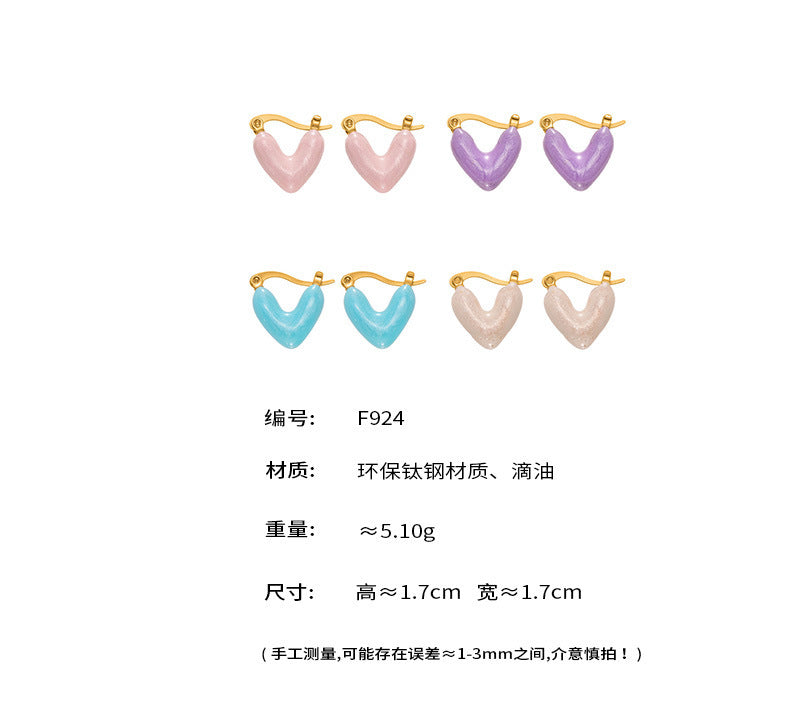 B廠【F924】ins跨境熱銷款不對稱滴油愛心耳環輕奢高質感耳扣鍍18k真金
 25.11-2