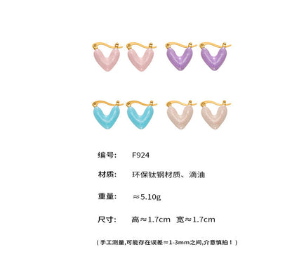 B廠【F924】ins跨境熱銷款不對稱滴油愛心耳環輕奢高質感耳扣鍍18k真金
 25.11-2