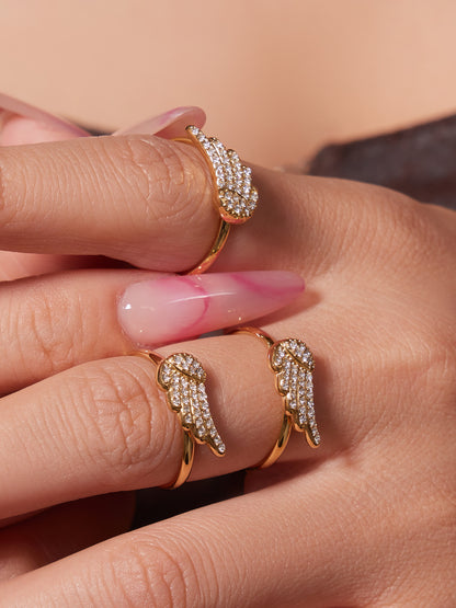 B廠【TXP486】超閃5A鋯石小翅膀造型手鍊項鍊耳環戒指組不鏽鋼鍍18k金
 25.11-4