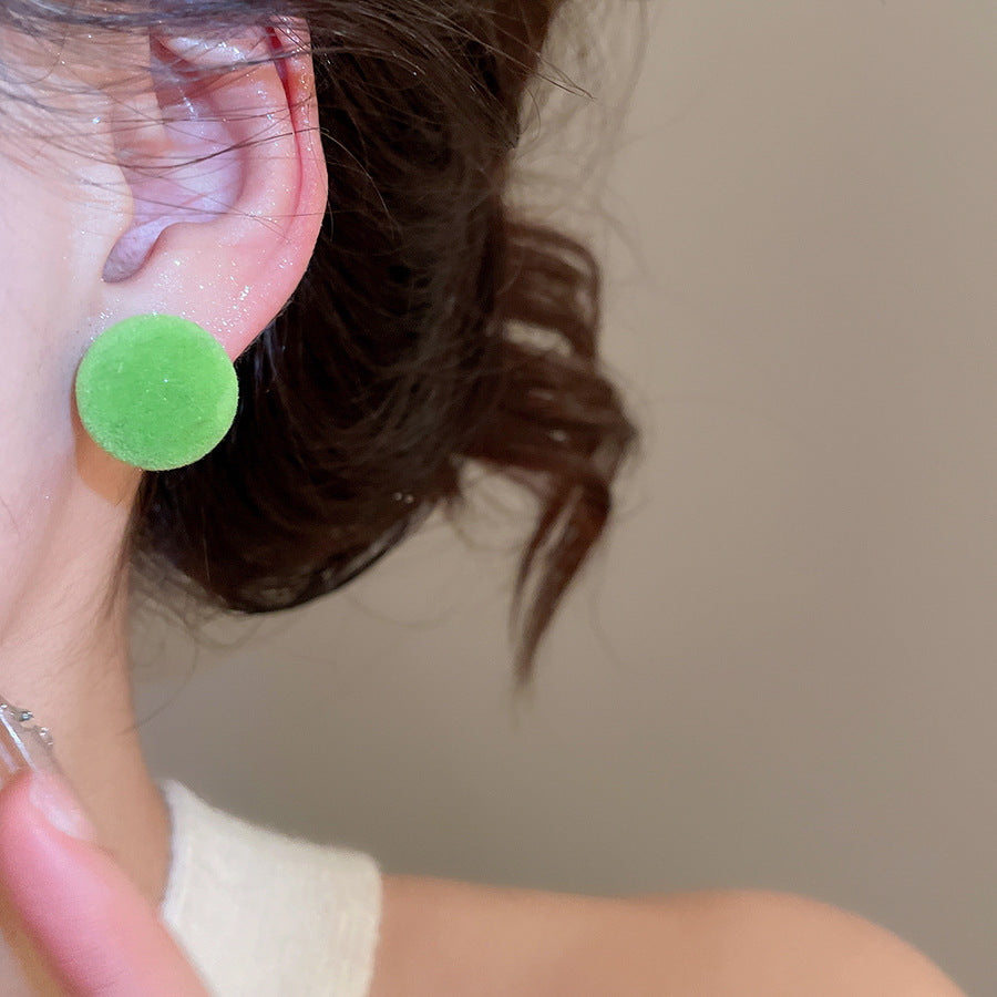 A廠【HE29226】925銀針布藝植絨圓形耳環簡約小眾氣質耳環輕奢高級感百搭耳環
 25.11-1