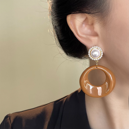 A廠【6816】 高級感秋冬熱賣款式圓形幾何誇張歐美氣質美拉德風復古耳飾耳环女
 26.09-4