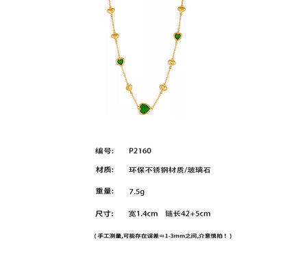 B廠【TXP283】珠寶新品切面玻璃石空心愛心項鍊不銹鋼鍍18k真金精美首飾 25.08-3