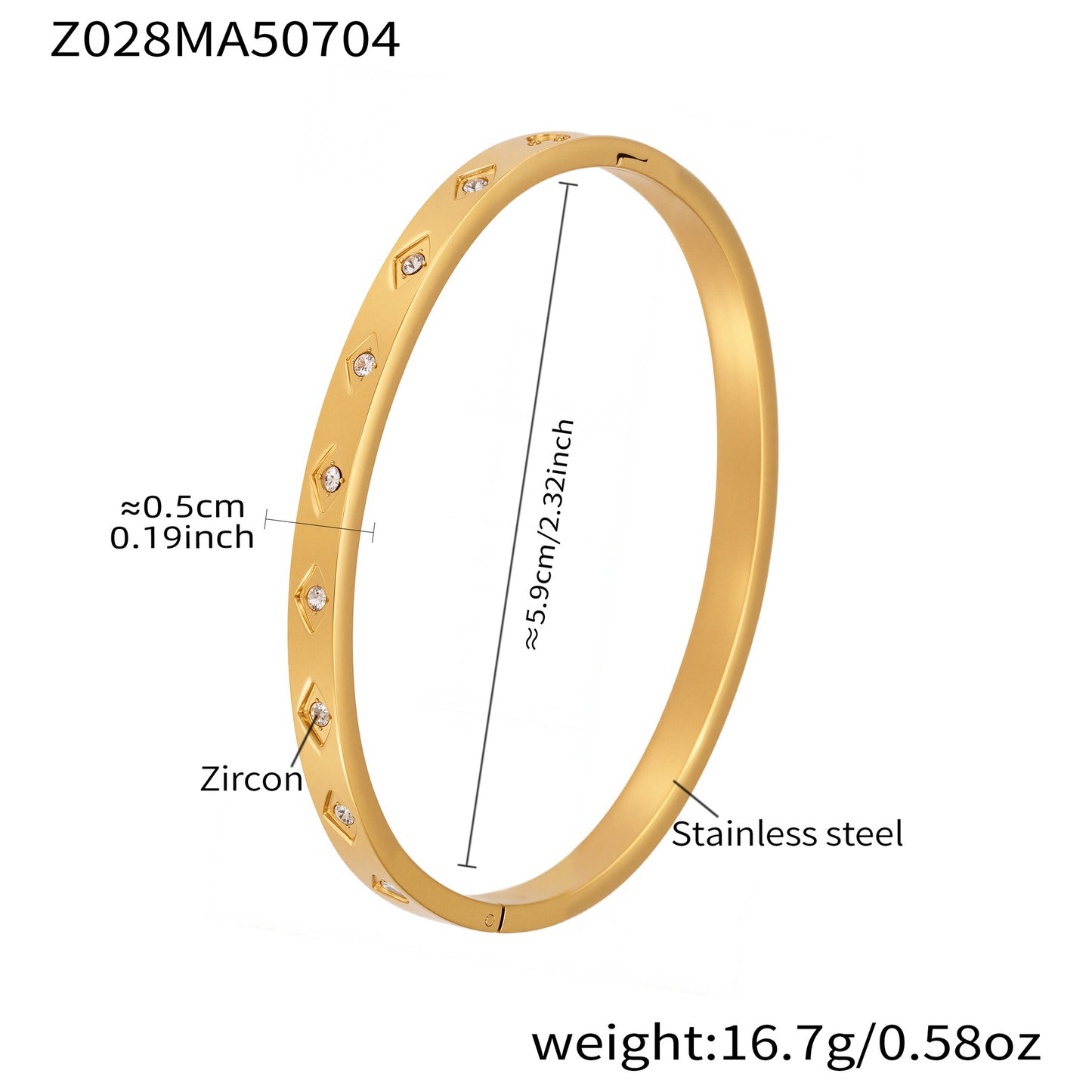 B廠【Z024】跨境新款簡約鈦鋼時尚鑲鑽素圈手鐲女歐美時尚女士手鐲手飾 25.07-2